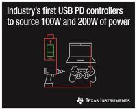 Industry's first 200-W and 100-W USB Type-C and USB Power Delivery controllers with fully integrated power paths simplify designs