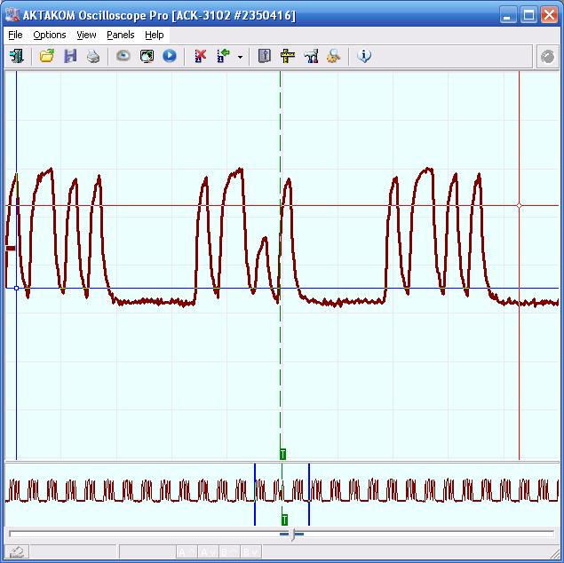 The example of runt trigger oscillogram for Aktakom ACK-3102 1T PC-based oscilloscope
