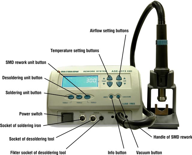 Controls of AKTAKOM ASE-4313 Soldering Rework Station