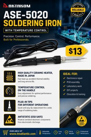 AKTAKOM ASE-5020 – reliable soldering iron with temperature control