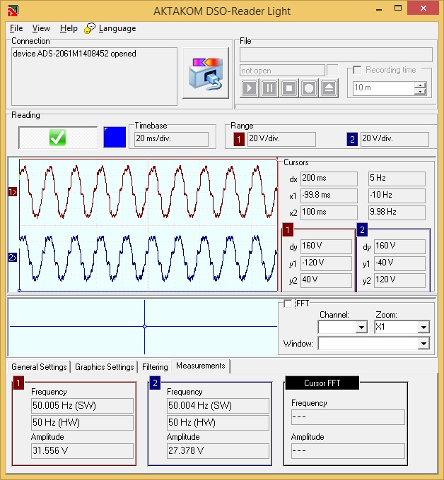 Aktakom DSO-Reader Light Software for Oscilloscopes