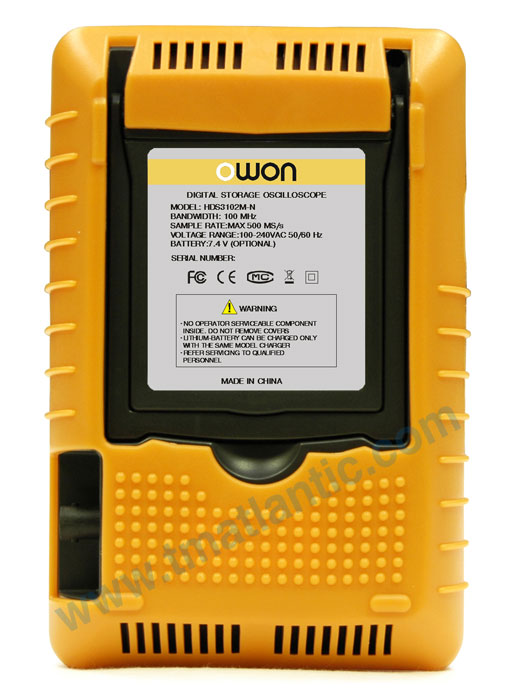OWON HDS3102M-N Handheld Oscilloscope 100MHz 500MSa/s - Rear view