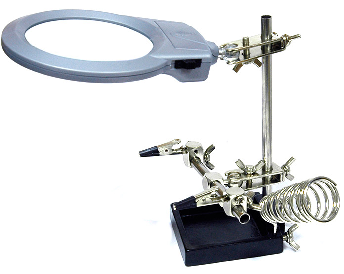 AKTAKOM ASE-6030L PCB holder with a LED lighted magnifier