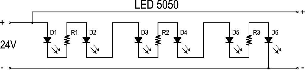 Example of a wiring diagram for an LED strip