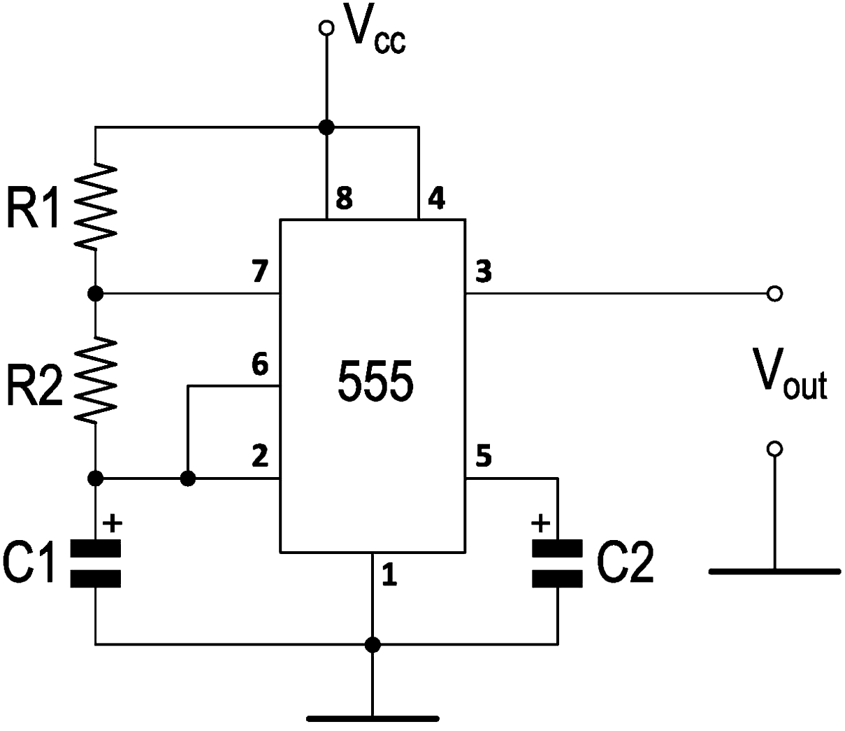 Generator circuit based on IC 555